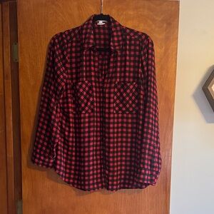 Express Buffalo Plaid: Red and Black Button-Up Shirt